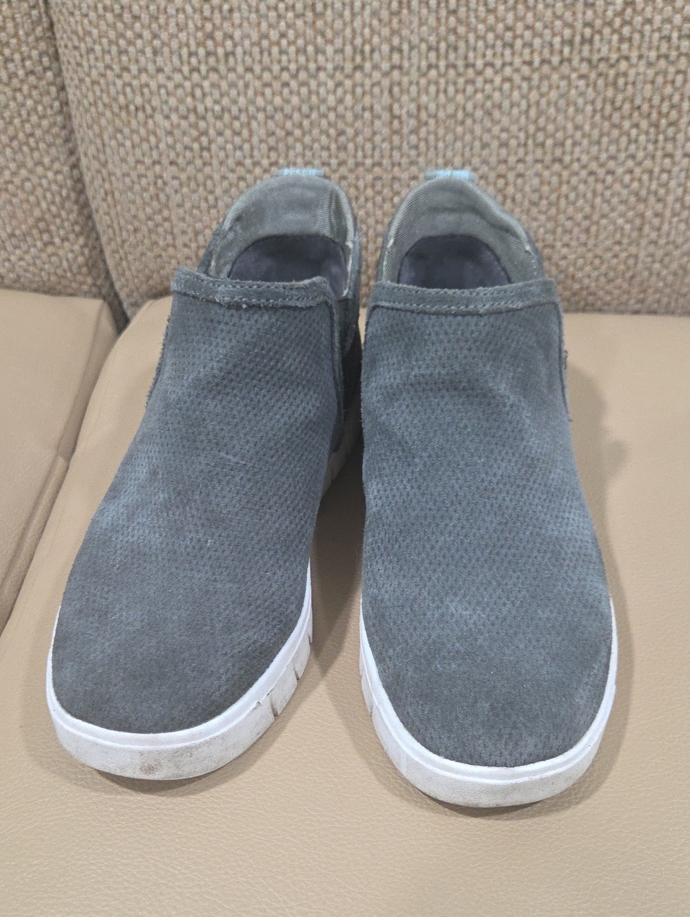 Ryka Green Gray Slip-On Suede Casual Sneakers